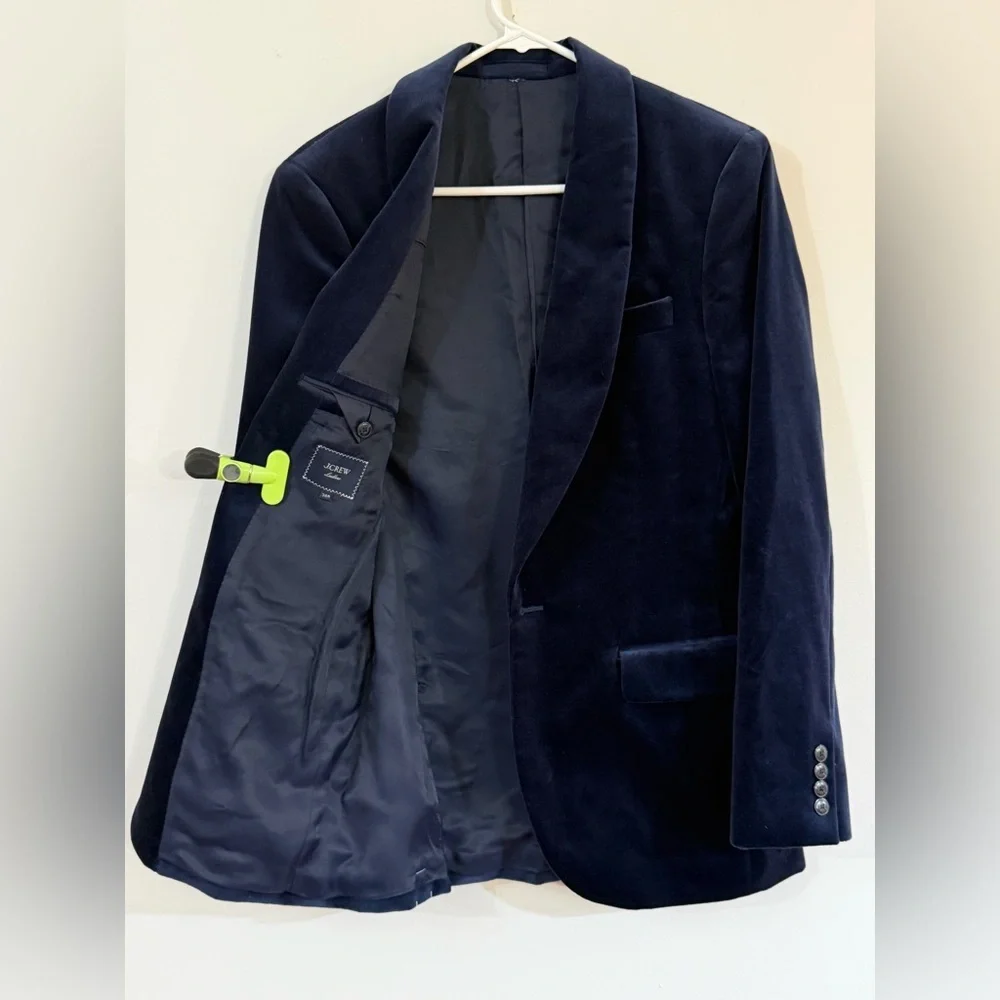 NWOT J Crew Ludlow Navy Blue Velvet Party Blazer Dinner Jacket Tuxedo 36R